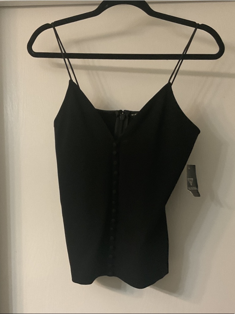 Marciano Black Button-Front Spaghetti Strap Camisole